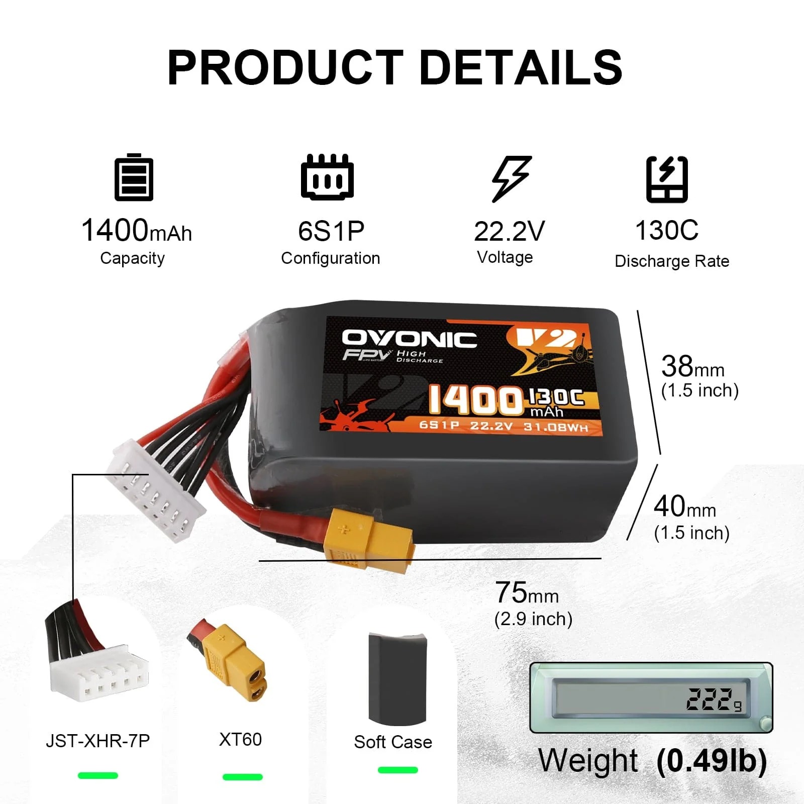 Batteria LiPo Ovonic 6S 22.2V  - Walksnail Avatar Hd Goggles X recensione e prezzo